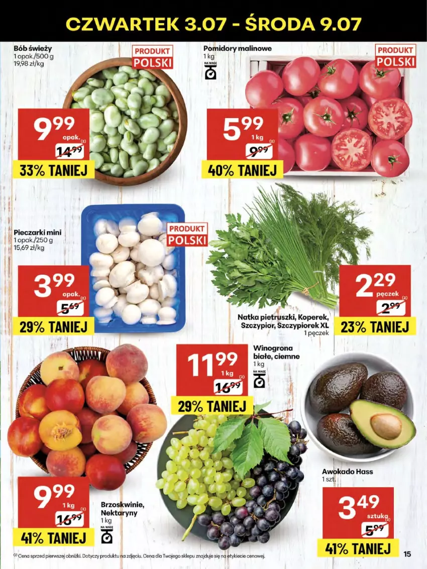 Gazetka promocyjna Delikatesy Centrum - Franczyza DC27 Czwartek - ważna 03.07 do 09.07.2025 - strona 15 - produkty: Brzoskwinie, Natka pietruszki, Nektar, Piec, Pomidory, Wino, Winogrona