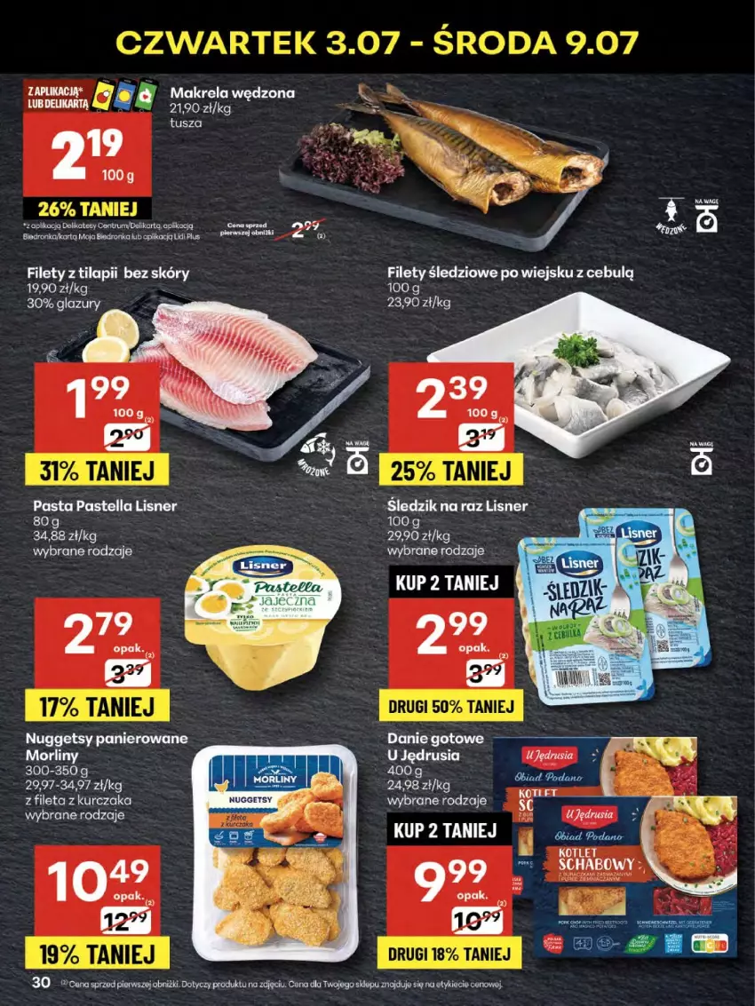 Gazetka promocyjna Delikatesy Centrum - Franczyza DC27 Czwartek - ważna 03.07 do 09.07.2025 - strona 30 - produkty: Danie gotowe, Kurczak, Lazur, Lisner, Morliny, Pastella, Tusz