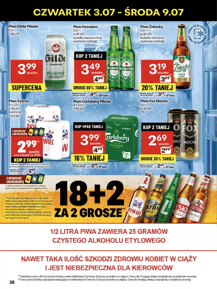 Gazetka promocyjna Delikatesy Centrum - Franczyza DC27 Czwartek - ważna 03.07 do 09.07.2025 - strona 38 - produkty: Carlsberg, Gra, Harnaś, Heineken, Kasztelan, Koc, Lech Premium, LG, Odol, Piec, Piwa, Piwo, Rum, Tatra, Tyskie, Warka
