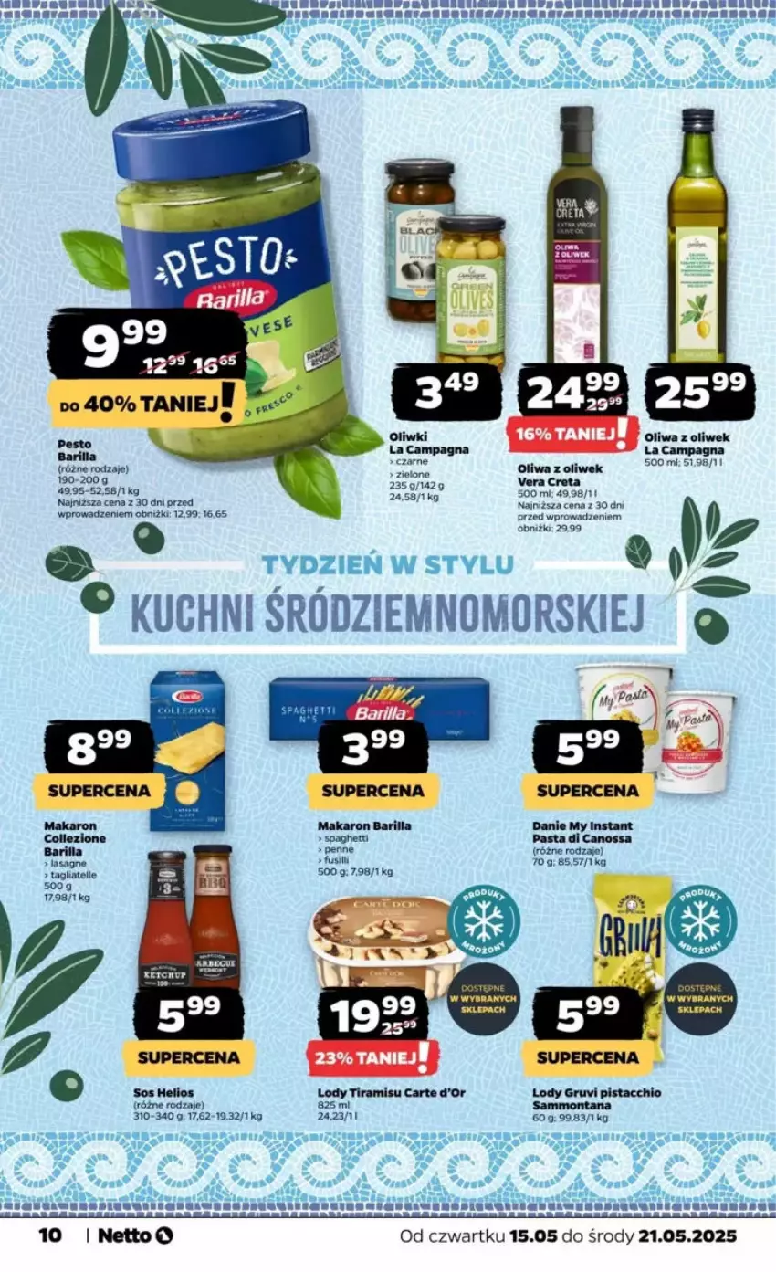 Gazetka promocyjna Netto - ważna 15.05 do 21.05.2025 - strona 2 - produkty: Barilla, Carte d'Or, Fa, Helio, Lasagne, Lody, Makaron, Oliwa, Oliwa z oliwek, Oliwki, Sos, Spaghetti, Tagliatelle