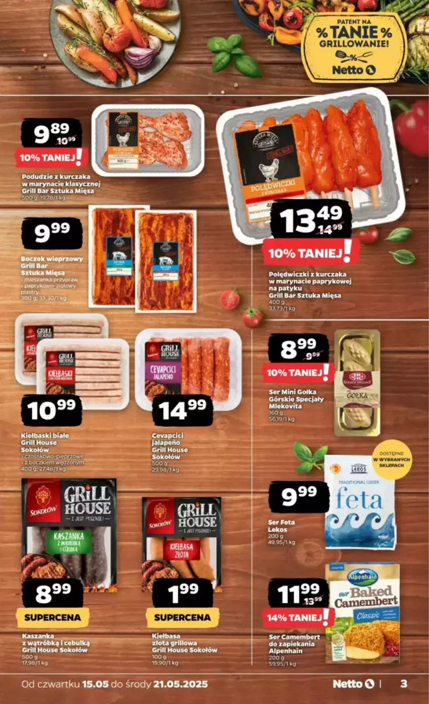Gazetka promocyjna Netto - ważna 15.05 do 21.05.2025 - strona 22 - produkty: Camembert, Grill, Kurczak, Podudzie z kurczaka, Polędwiczki z kurczaka, Ser, Sok, Sokołów