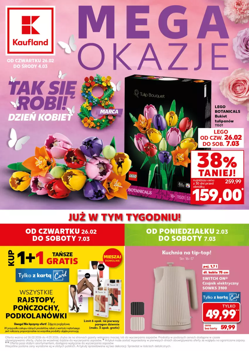 Gazetka promocyjna Kaufland - Kaufland - ważna 26.02 do 04.03.2026 - strona 1 - produkty: Bukiet, Gra, LEGO, Ponczo, Por, Rajstopy, Top, Tulipan, Waga