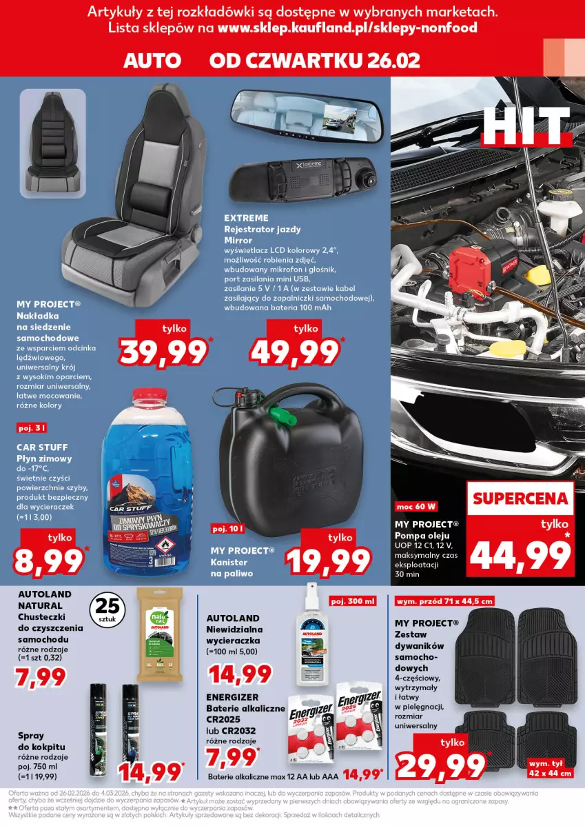 Gazetka promocyjna Kaufland - Kaufland - ważna 26.02 do 04.03.2026 - strona 9 - produkty: Baterie alkaliczne, Chusteczki, Chusteczki do czyszczenia, Dywan, Dywanik, Energizer, Olej, Wycieraczka