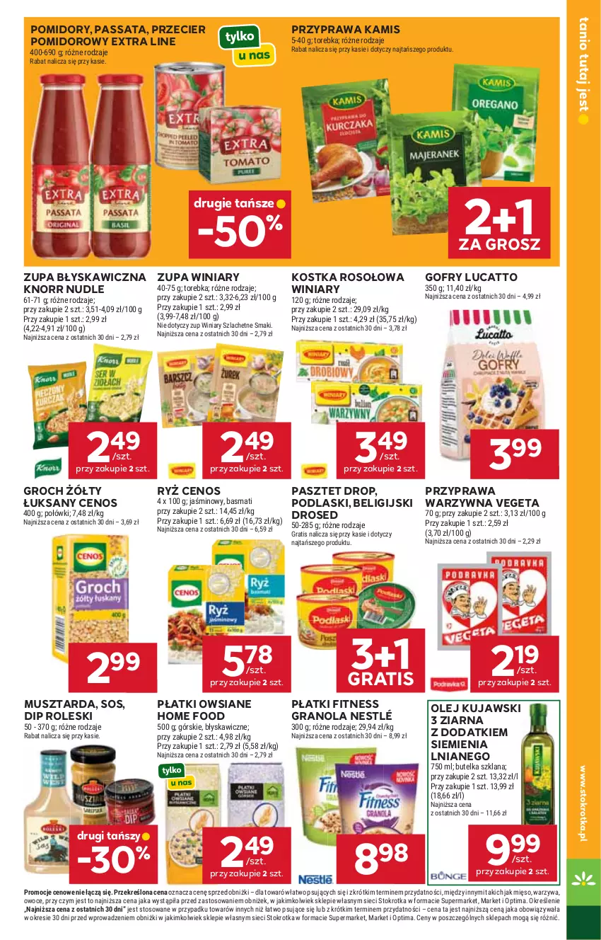 Gazetka promocyjna Stokrotka - Supermarket - ważna 06.08 do 12.08.2026 - strona 27 - produkty: Cenos, Gofry, Gra, Granola, Groch, Kamis, Knorr, Kujawski, LANA, Mięso, Mus, Musztarda, Nestlé, Olej, Optima, Owoce, Pasztet, Płatki owsiane, Podlaski, Pomidory, Ryż, Sos, Torebka, Vegeta, Warzywa, Winiary, Zupa