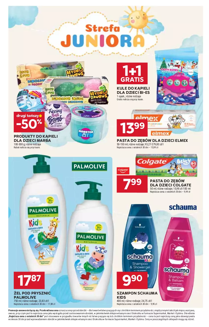Gazetka promocyjna Stokrotka - Supermarket - ważna 06.08 do 12.08.2026 - strona 47 - produkty: Colgate, Dzieci, Elmex, Gra, LG, Mięso, Optima, Owoce, Palmolive, Pasta do zębów, Schauma, Szampon, Warzywa