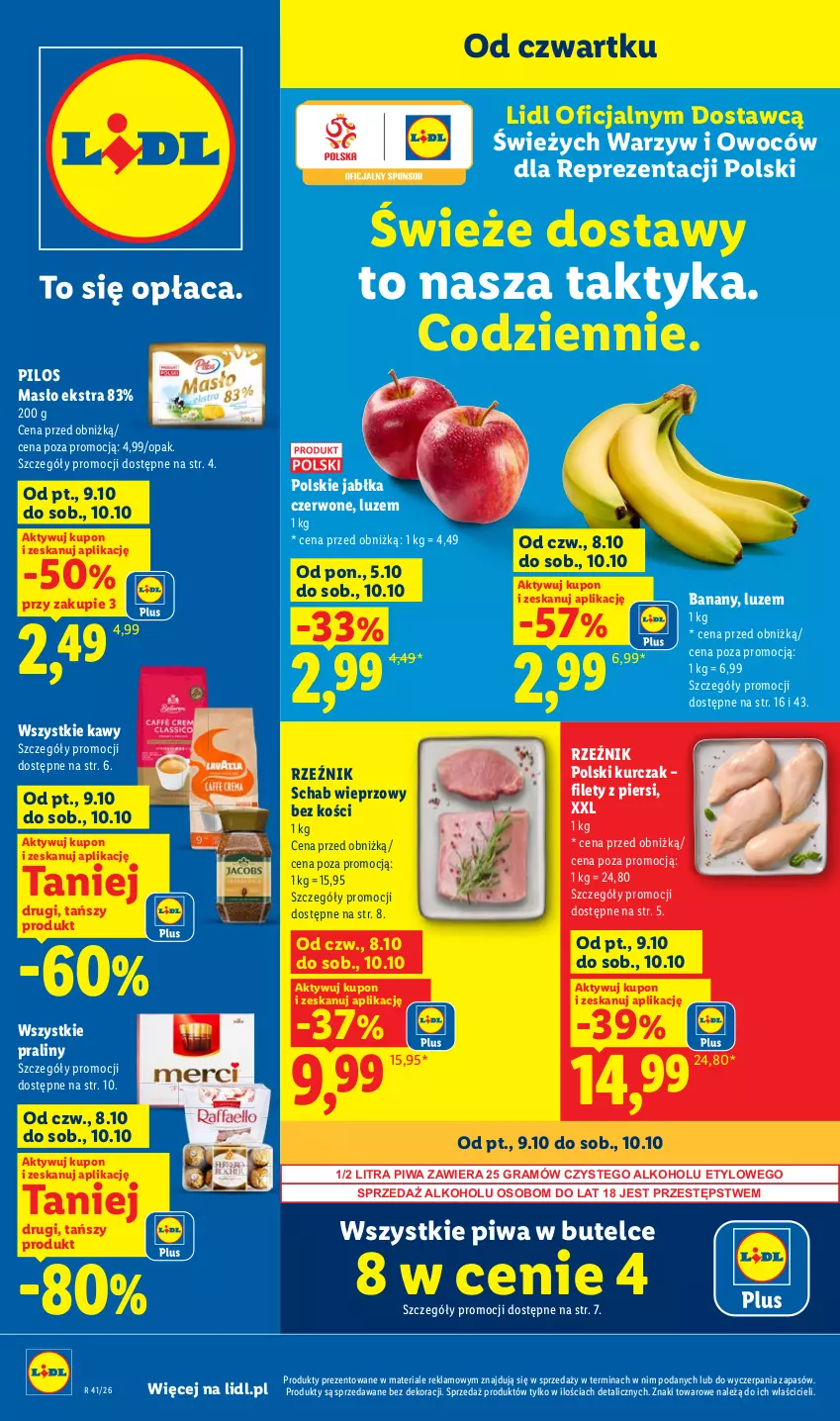 Gazetka promocyjna Lidl - Gazetka - ważna 08.10 do 10.10.2026 - strona 1 - produkty: Gra, Kurczak, O nas, Pilos, Piwa, Praliny