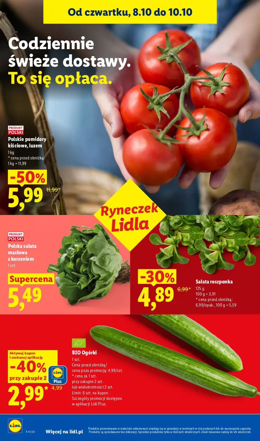 Gazetka promocyjna Lidl - Gazetka - ważna 08.10 do 10.10.2026 - strona 44 - produkty: Masło, Pomidory, Roszponka, Sałat, Sałata masłowa