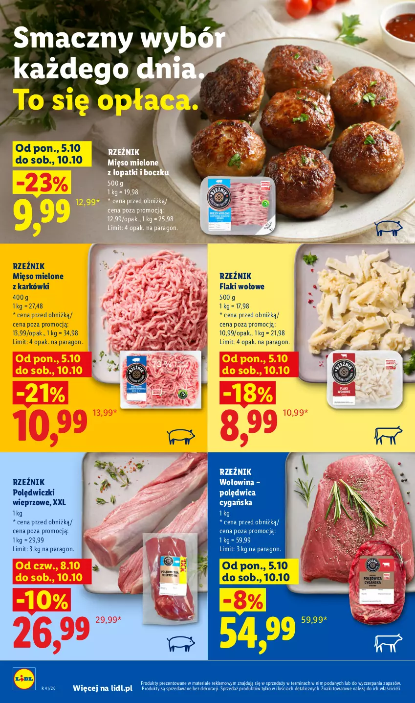 Gazetka promocyjna Lidl - Gazetka - ważna 08.10 do 10.10.2026 - strona 54 - produkty: Flaki, Flaki wołowe, Mięso, Mięso mielone, Polędwica, Wołowina