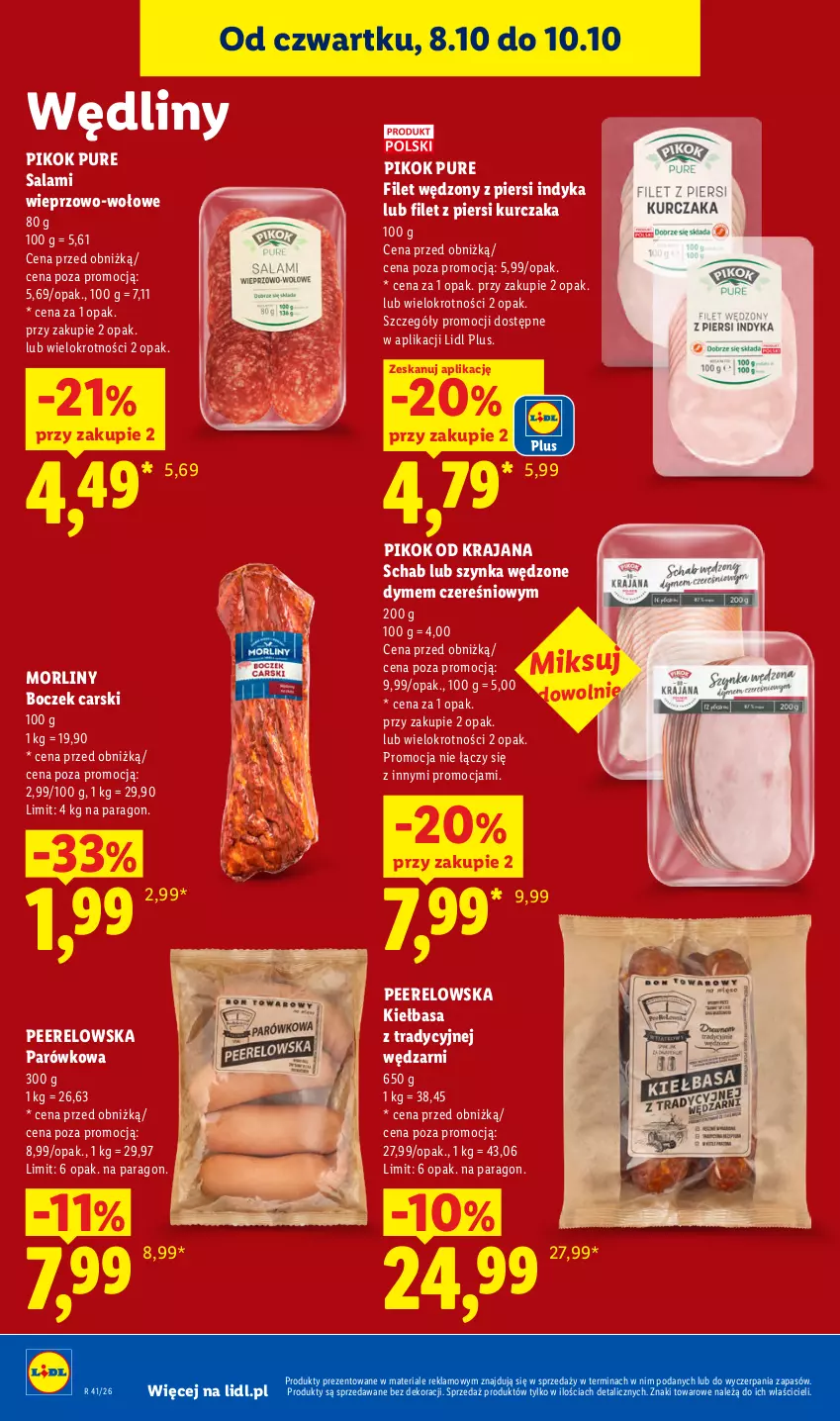 Gazetka promocyjna Lidl - Gazetka - ważna 08.10 do 10.10.2026 - strona 56 - produkty: Boczek, Cars, Filet z piersi kurczaka, Kiełbasa, Kurczak, Morliny, PIKOK, Pur, Salami, Szynka
