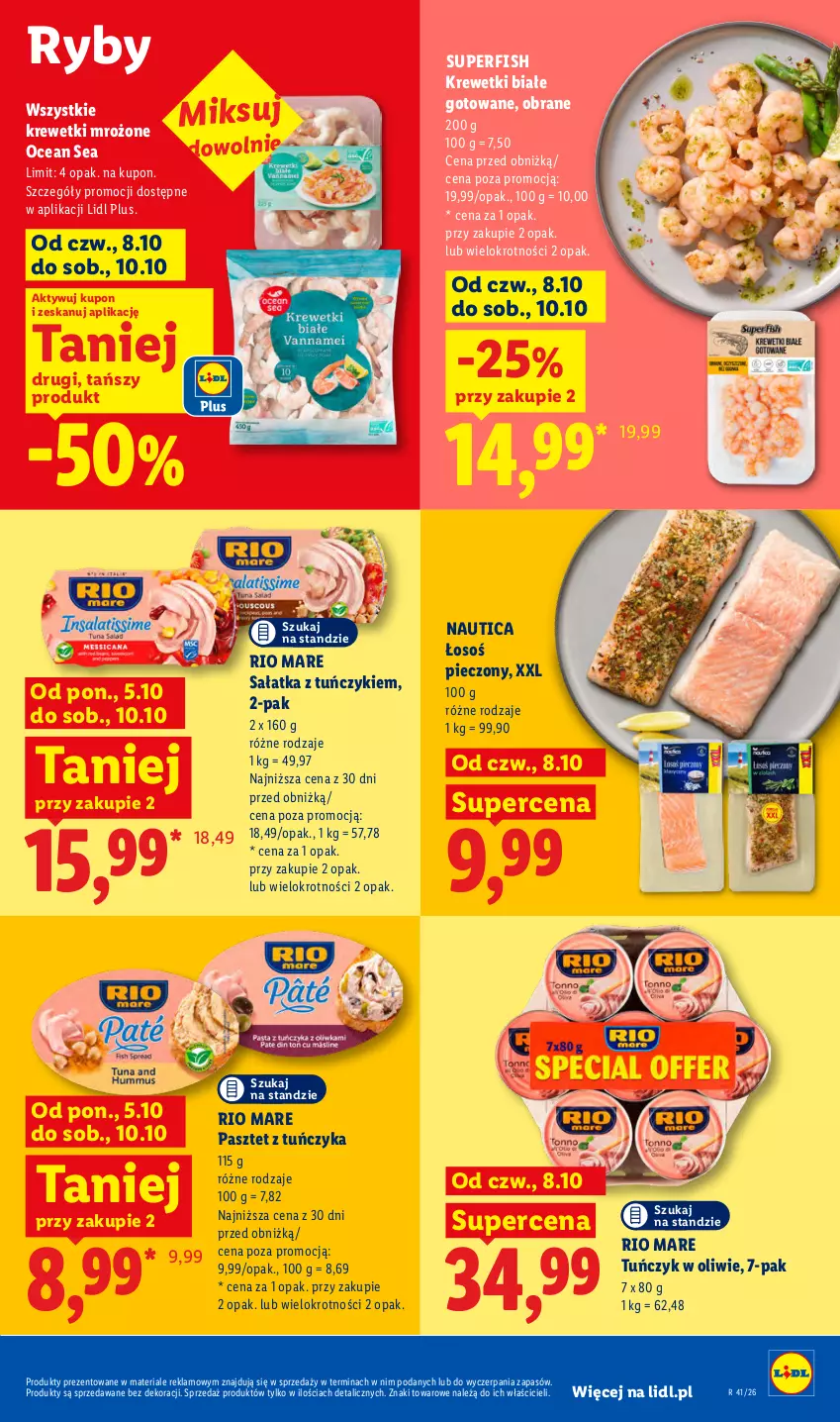Gazetka promocyjna Lidl - Gazetka - ważna 08.10 do 10.10.2026 - strona 61 - produkty: Krewetki, Pasztet, Piec, Rio Mare, Sałat, Sałatka, Tuńczyk