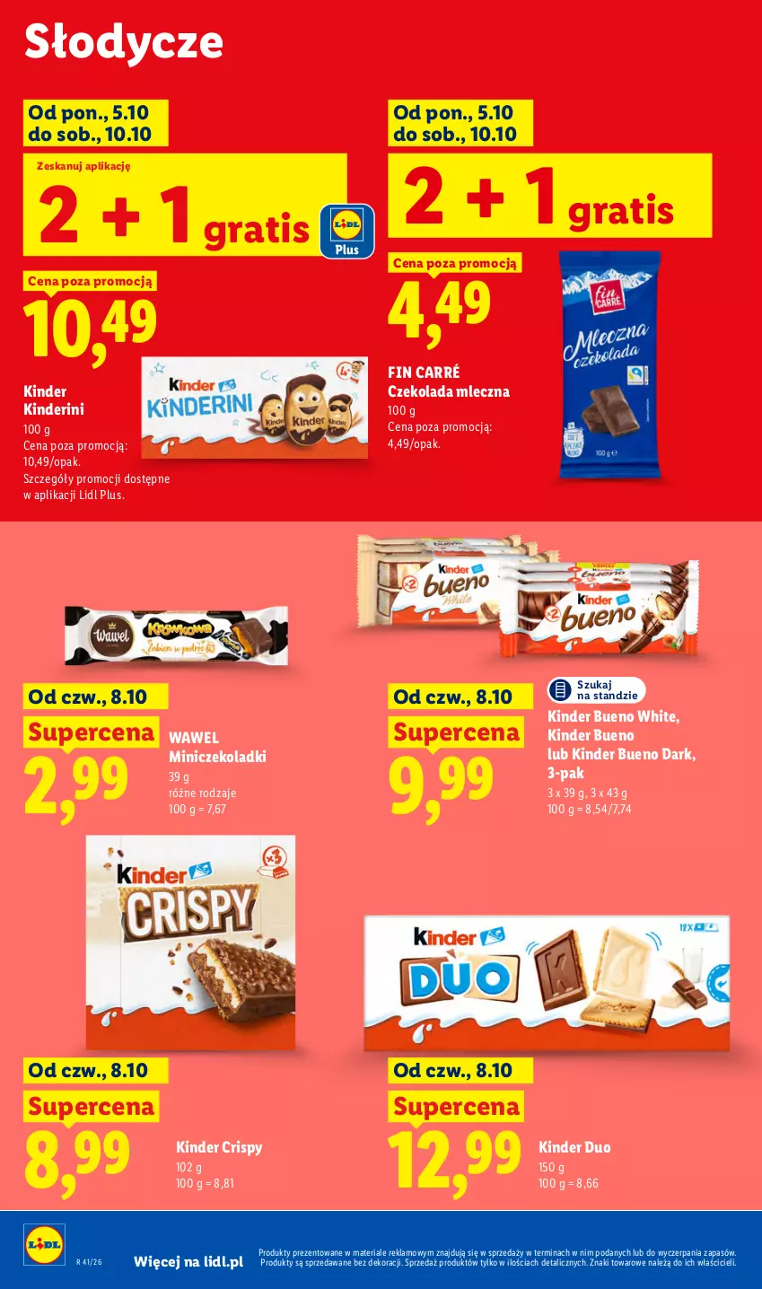 Gazetka promocyjna Lidl - Gazetka - ważna 08.10 do 10.10.2026 - strona 64 - produkty: Czekolada, Czekolada mleczna, Gra, Kinder, Kinder Bueno, Wawel
