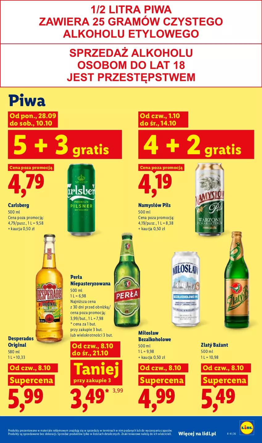 Gazetka promocyjna Lidl - Gazetka - ważna 08.10 do 10.10.2026 - strona 75 - produkty: Carlsberg, Desperados, Gin, Gra, Namysłów, Perła, Piwa