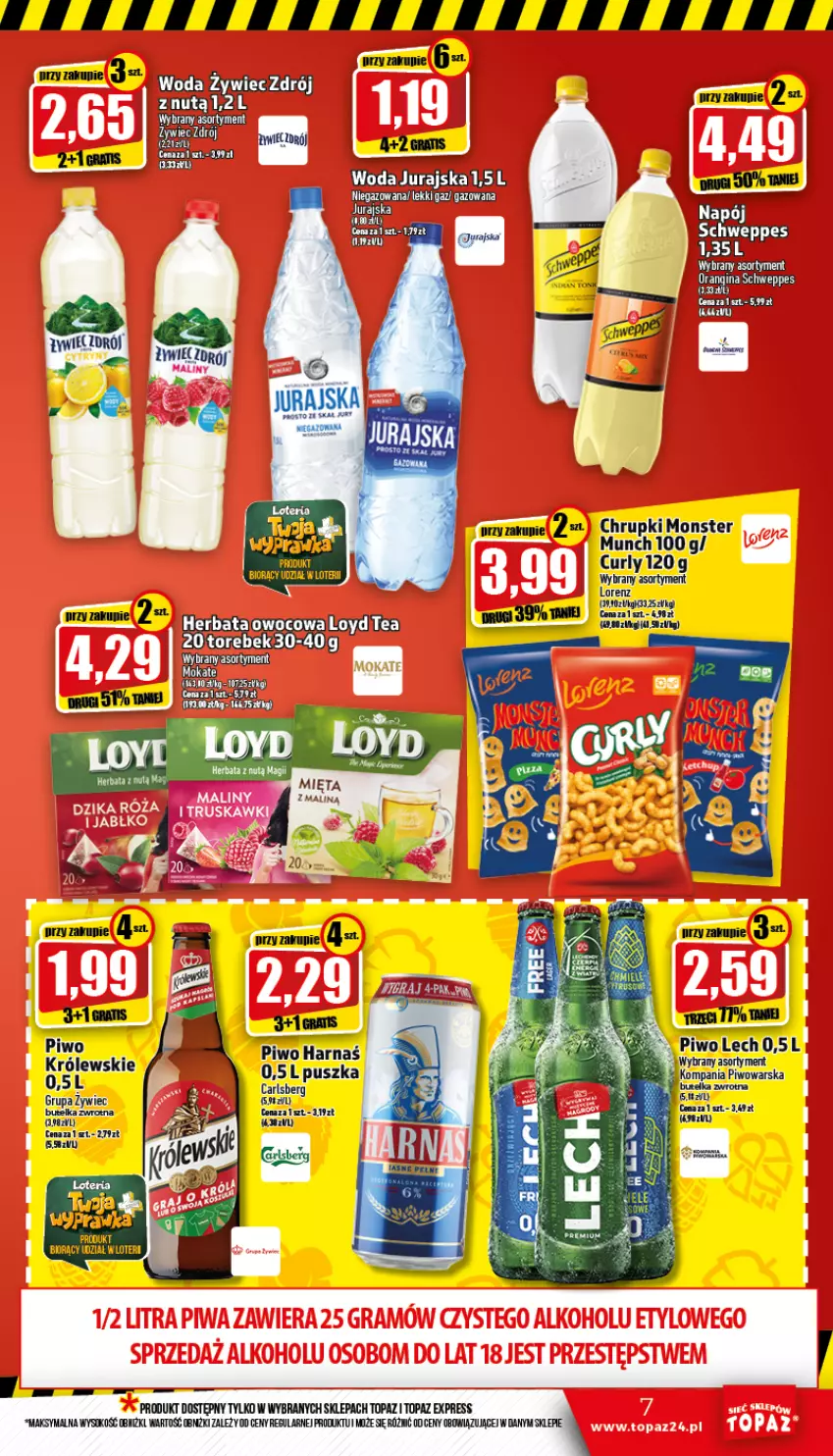 Gazetka promocyjna Topaz - Gazetka - ważna 06.10 do 12.10.2022 - strona 7 - produkty: Chrupki, Gra, Harnaś, Lorenz, Piwo, Sok, Top, Woda