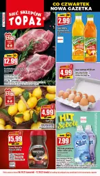 Gazetka promocyjna Topaz - Gazetka - Gazetka - ważna od 12.10 do 12.10.2022 - strona 1 - produkty: Top, Sok, Jaja, Karkówka wieprzowa, Dada, Silan, Płyn do płukania, Tymbark, Waga, Fa