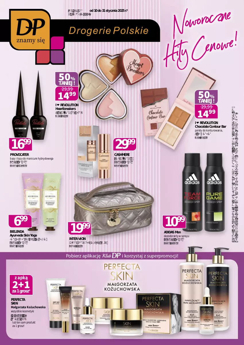 Gazetka promocyjna Drogerie Polskie - Gazetka - ważna 10.01 do 31.01.2025 - strona 1 - produkty: Adidas, Bielenda, Bronzer, Dezodorant, Fa, Perfecta, Top