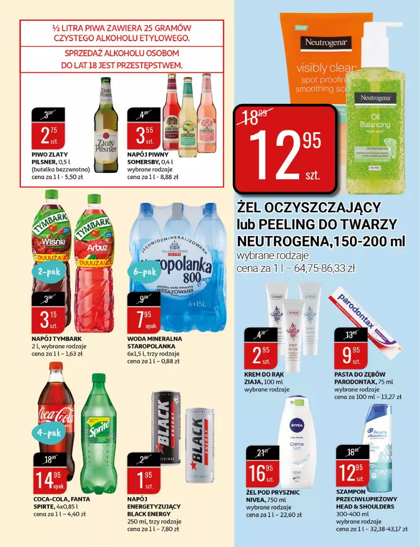 Gazetka promocyjna Bi1 - Dzień Kobiet - ważna 02.03 do 08.03.2022 - strona 14 - produkty: Coca-Cola, Fa, Fanta, Gra, Krem do rąk, Lack, Napój, Neutrogena, Nivea, Parodontax, Pasta do zębów, Peeling, Piwa, Piwo, Somersby, Staropolanka, Szampon, Tymbark, Woda, Woda mineralna, Ziaja