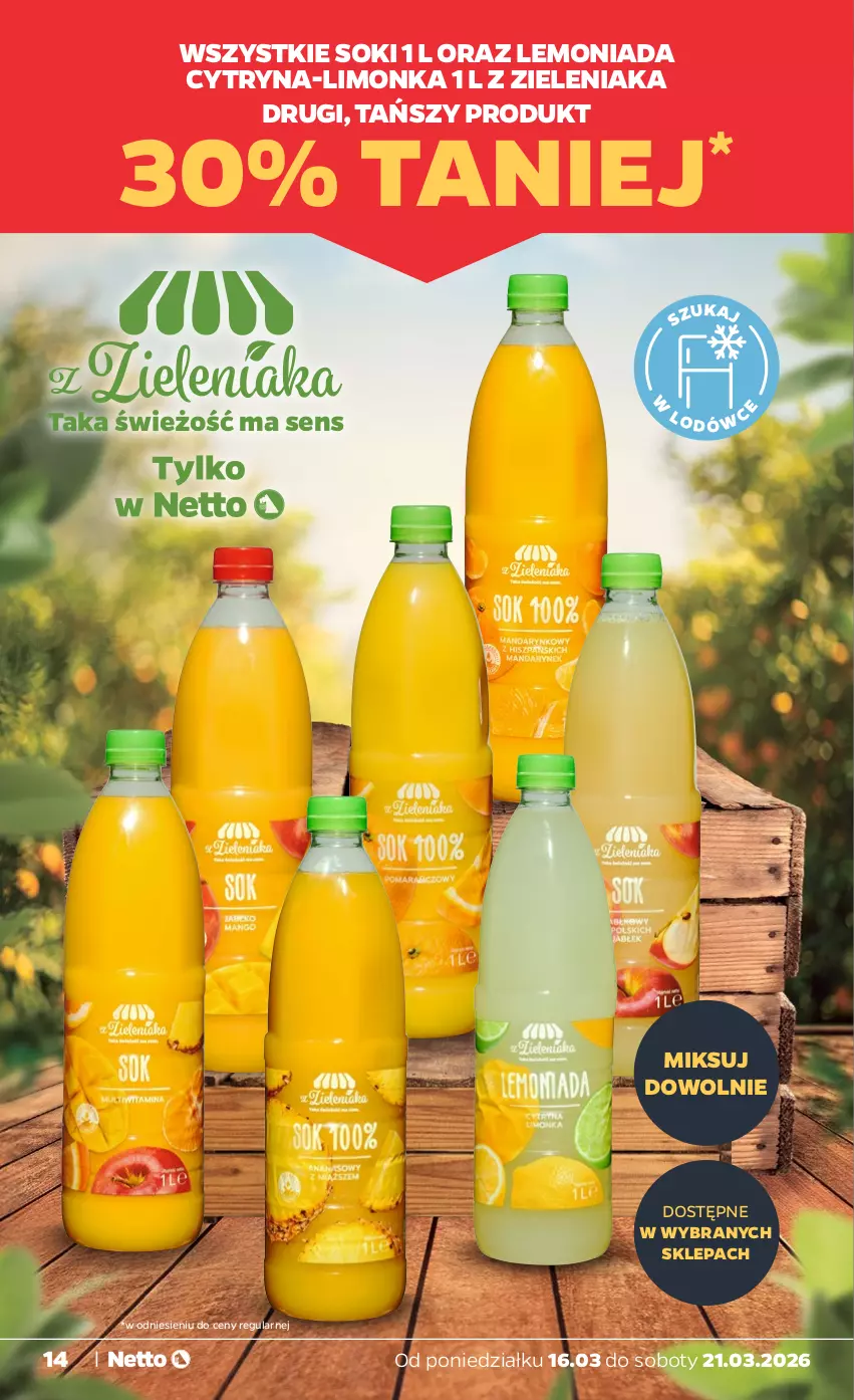 Gazetka promocyjna Netto - Od Poniedziałku - ważna 16.03 do 21.03.2026 - strona 14 - produkty: Lemoniada, Limonka, Sok