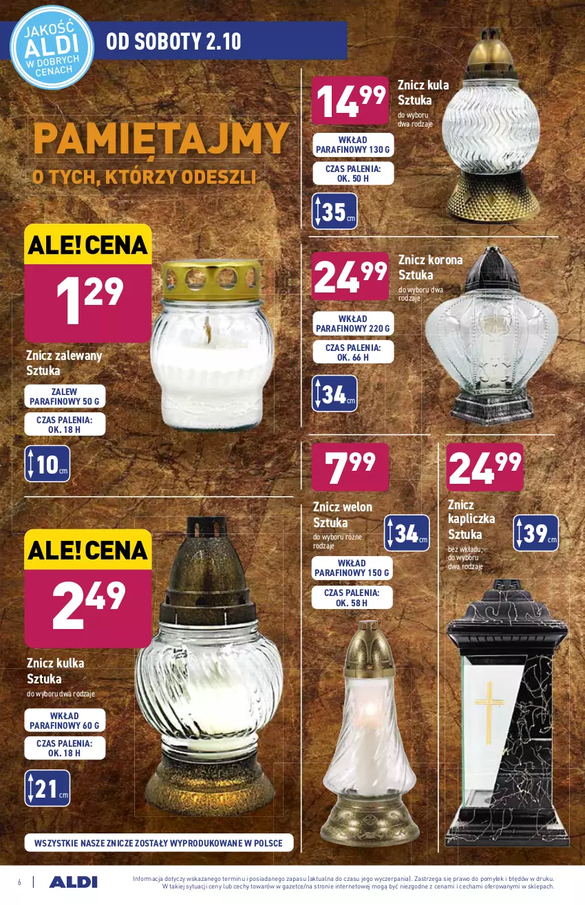 Gazetka promocyjna Aldi - ważna 29.09 do 02.10.2021 - strona 6 - produkty: Mięta, Znicz