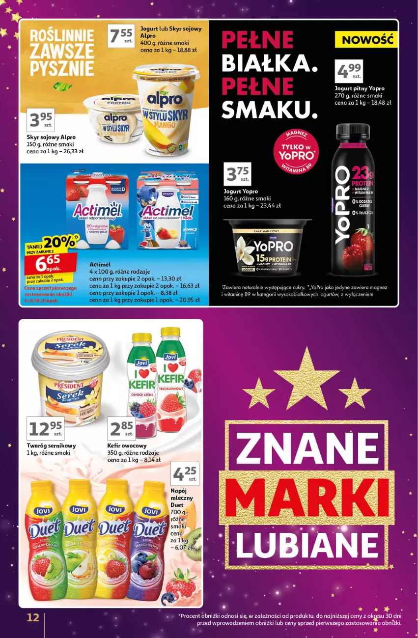 Gazetka promocyjna Auchan - Znane Marki Lubiane Hipermarket - ważna 28.11 do 07.12.2024 - strona 12 - produkty: Actimel, Alpro, Jogurt, Kefir, Magnez, Napój, Napój mleczny, Owoce, Ser, Sok, Twaróg