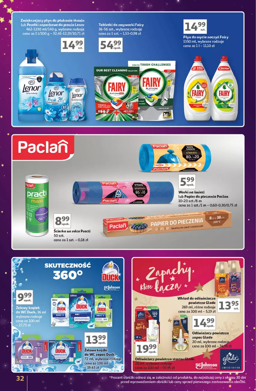 Gazetka promocyjna Auchan - Znane Marki Lubiane Hipermarket - ważna 28.11 do 07.12.2024 - strona 32 - produkty: Duck, Odświeżacz powietrza, Papier, Papier do pieczenia, Piec, Sos, Worki na śmiec, Worki na śmieci