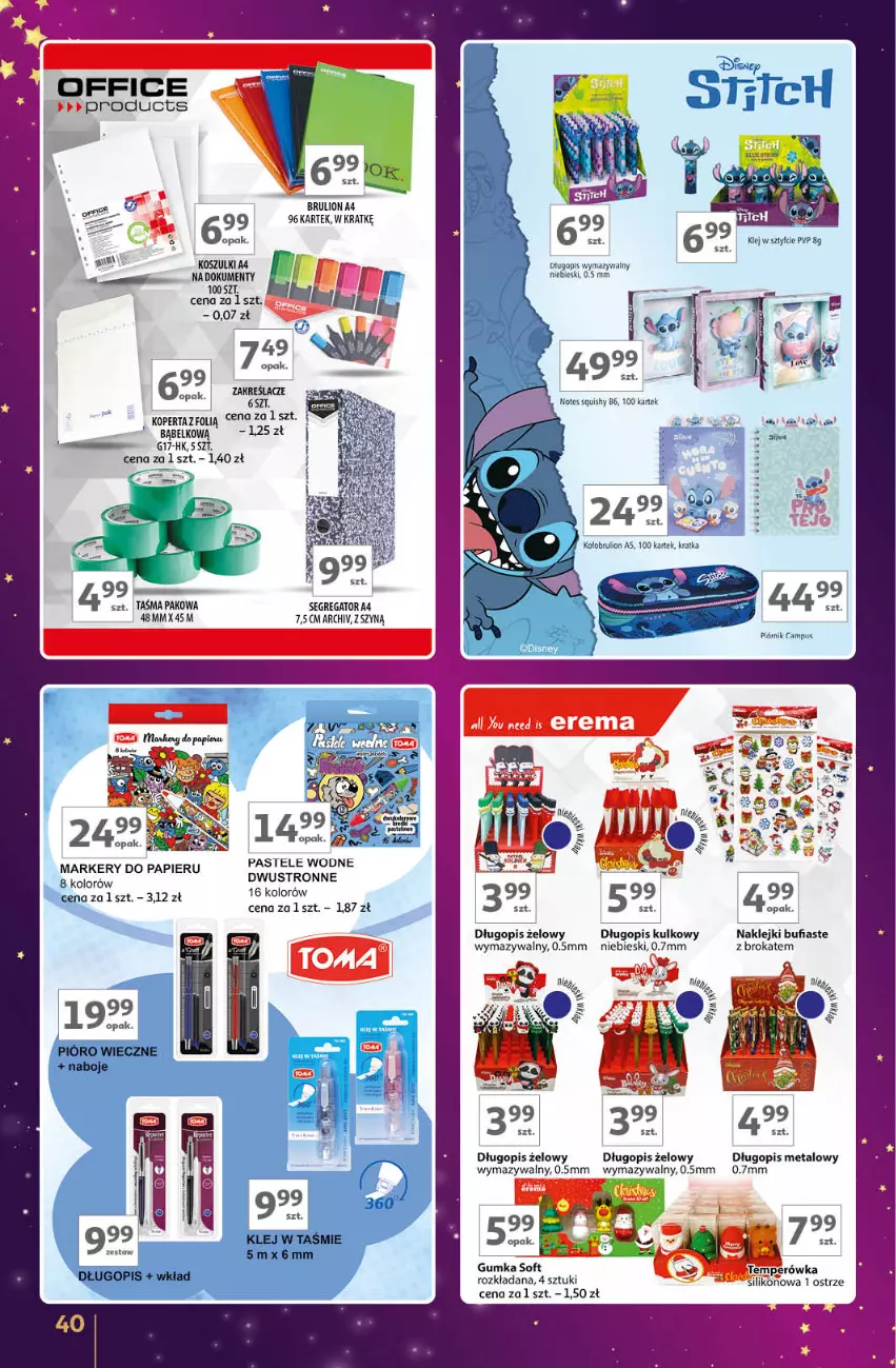 Gazetka promocyjna Auchan - Znane Marki Lubiane Hipermarket - ważna 28.11 do 07.12.2024 - strona 40 - produkty: Długopis, Klej, Kosz, Lion, Marker, Papier, Taśma pakowa