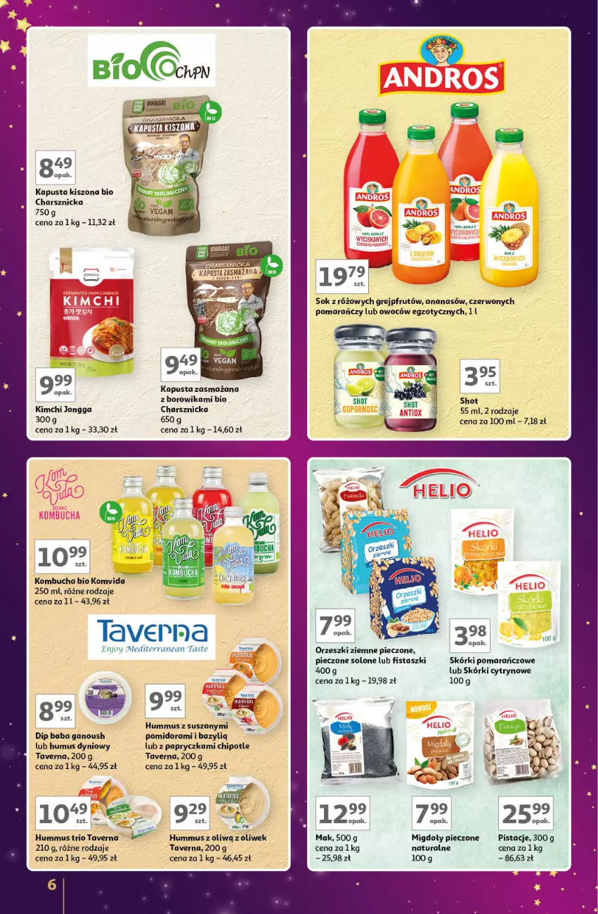 Gazetka promocyjna Auchan - Znane Marki Lubiane Hipermarket - ważna 28.11 do 07.12.2024 - strona 6 - produkty: Ananas, Bazyl, Grejpfrut, Hummus, Migdały, Mus, Orzeszki, Orzeszki ziemne, Piec, Pistacje, Por, Sok