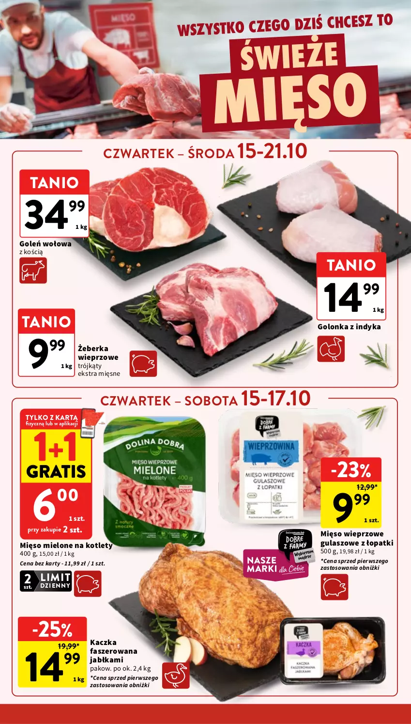 Gazetka promocyjna Intermarche - Gazetka promocyjna - ważna 15.10 do 21.10.2026 - strona 12 - produkty: Fa, Golonka z indyka, Gra, Jabłka, Kaczka, Kaczka faszerowana, Kotlet, Mięso, Mięso mielone, Mięso wieprzowe