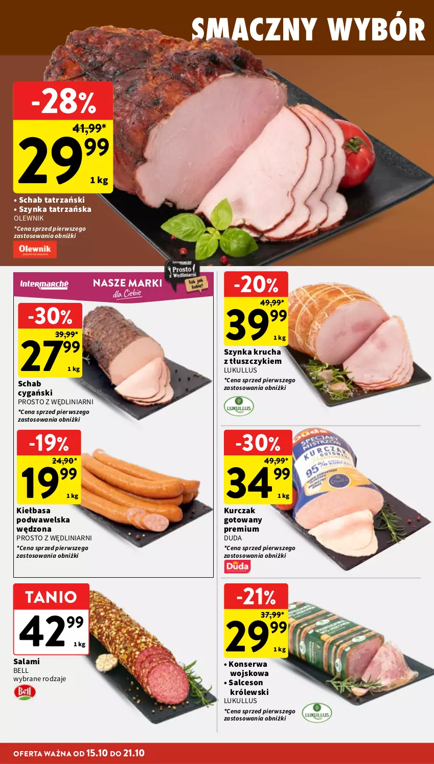 Gazetka promocyjna Intermarche - Gazetka promocyjna - ważna 15.10 do 21.10.2026 - strona 14 - produkty: Bell, Duda, Kiełbasa, Kiełbasa podwawelska, Królewski, Kurczak, Kurczak gotowany, Olewnik, Salami, Salceson, Ser, Szynka, Wawel