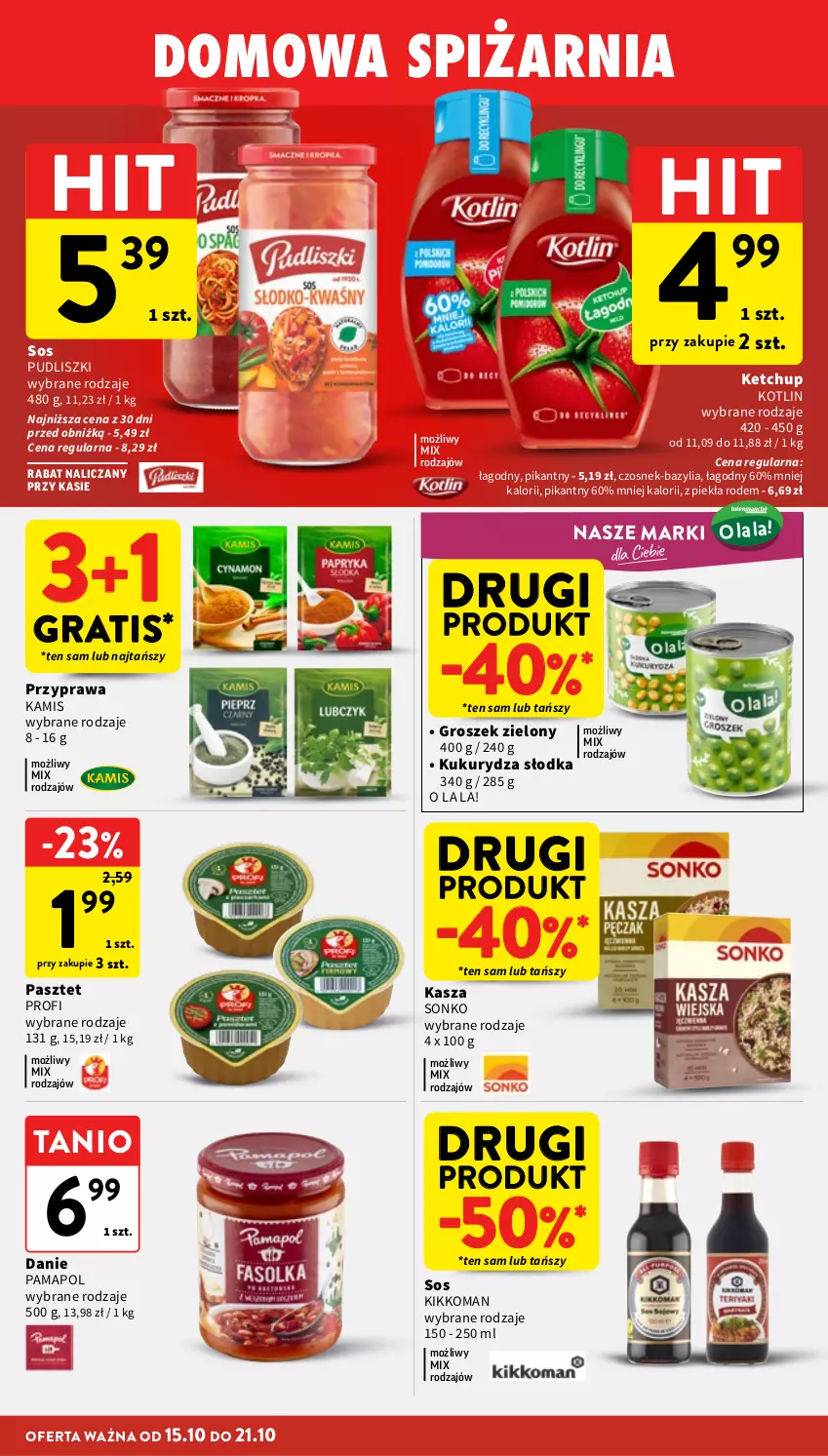 Gazetka promocyjna Intermarche - Gazetka promocyjna - ważna 15.10 do 21.10.2026 - strona 28 - produkty: Bazyl, Bazylia, Czosnek, Gra, Groszek, Kamis, Kasza, Ketchup, Kotlin, Kukurydza, Pasztet, Pudliszki, Sonko, Sos