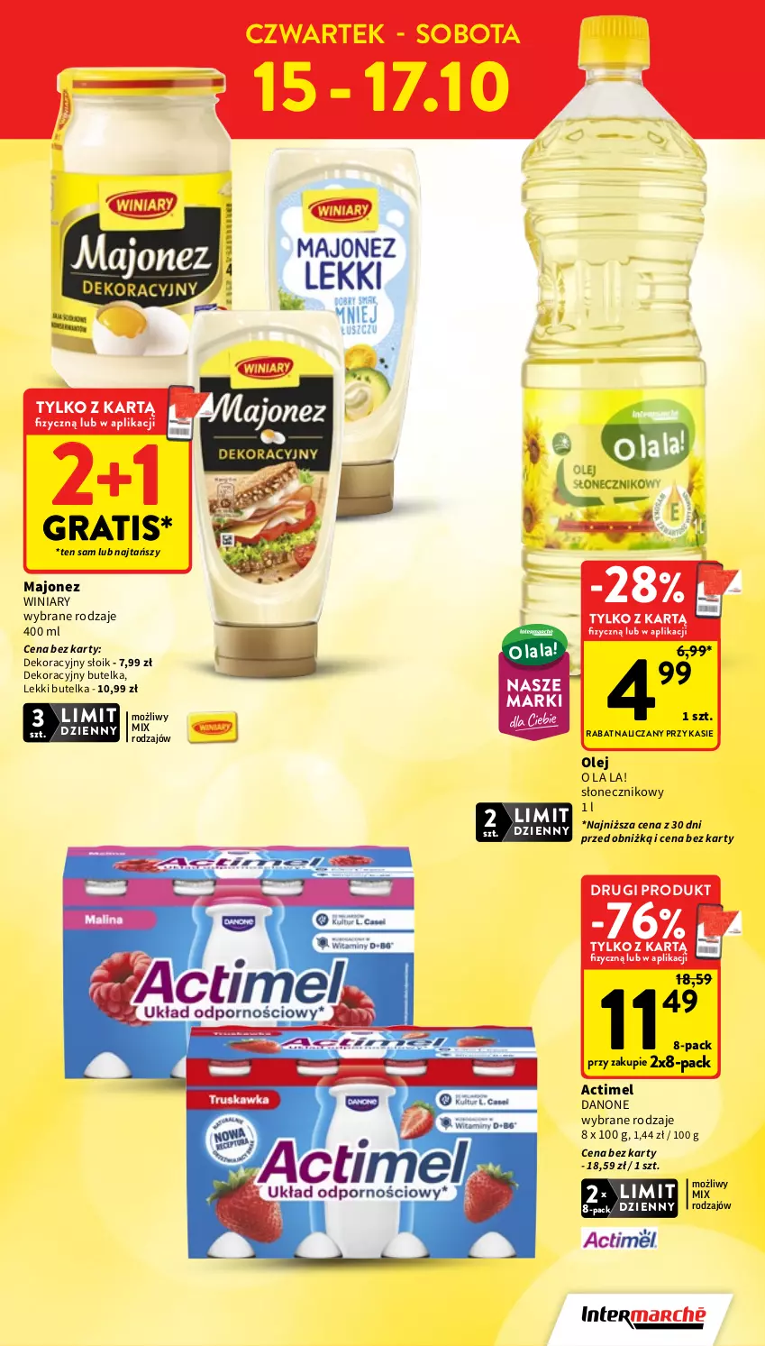 Gazetka promocyjna Intermarche - Gazetka promocyjna - ważna 15.10 do 21.10.2026 - strona 3 - produkty: Actimel, Danone, Gra, Majonez, Olej, Winiary