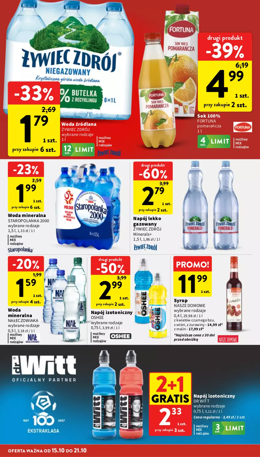 Gazetka promocyjna Intermarche - Gazetka promocyjna - ważna 15.10 do 21.10.2026 - strona 30 - produkty: Fortuna, Gra, LANA, Napój, Napój izotoniczny, Oshee, Sok, Staropolanka, Syrop, Woda, Woda mineralna