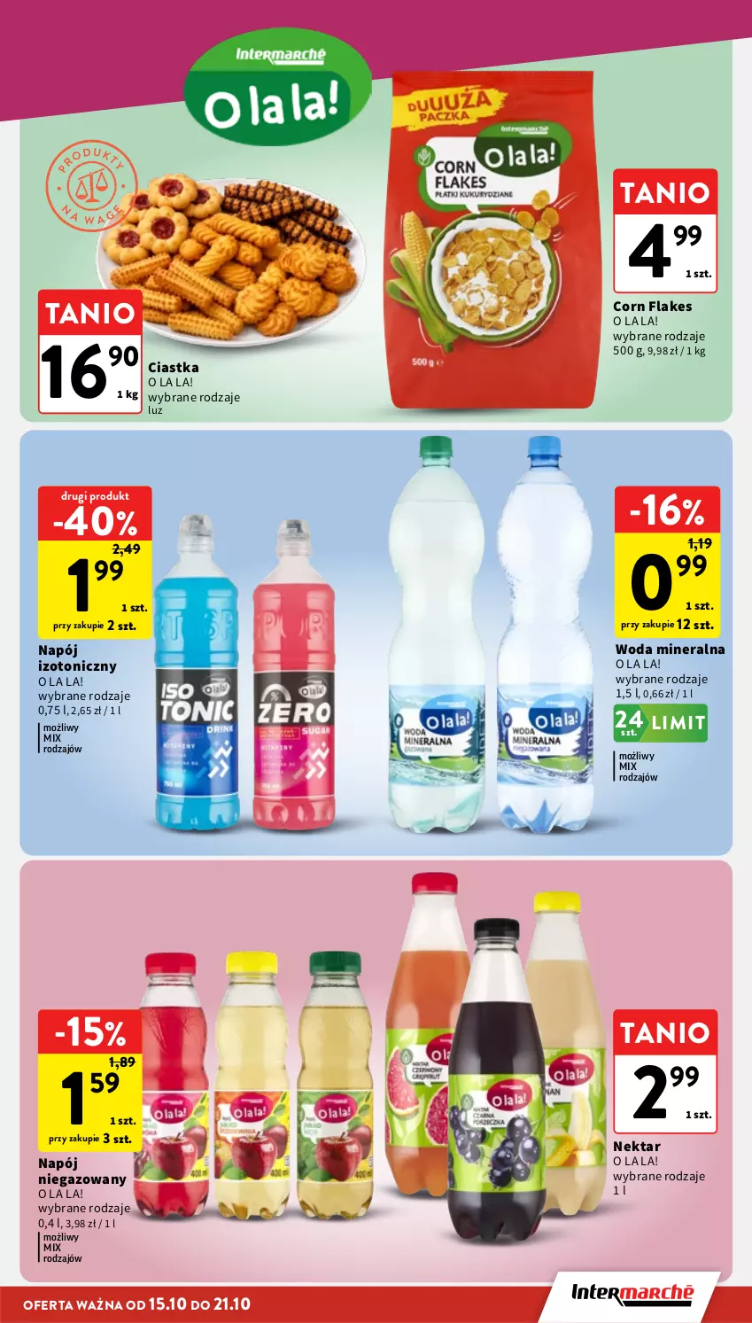Gazetka promocyjna Intermarche - Gazetka promocyjna - ważna 15.10 do 21.10.2026 - strona 35 - produkty: Ciastka, Corn flakes, Napój, Napój izotoniczny, Napój niegazowany, Nektar, Woda, Woda mineralna