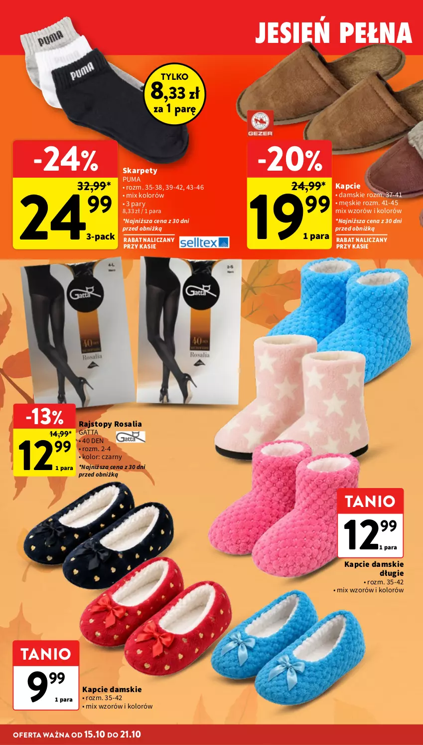Gazetka promocyjna Intermarche - Gazetka promocyjna - ważna 15.10 do 21.10.2026 - strona 40 - produkty: Gatta, Kapcie, Karp, Puma, Rajstopy, Top