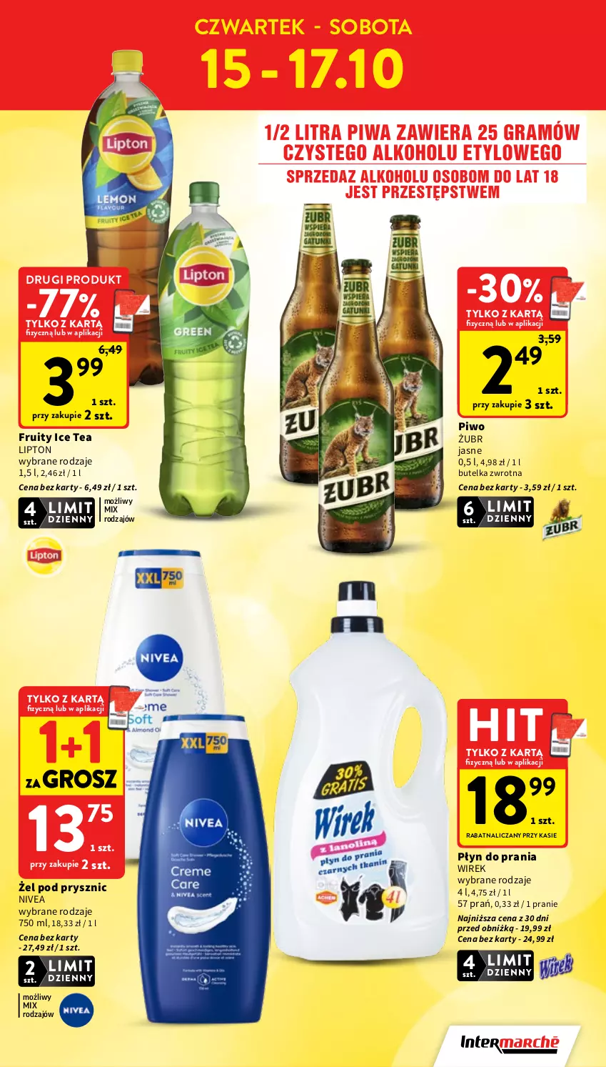 Gazetka promocyjna Intermarche - Gazetka promocyjna - ważna 15.10 do 21.10.2026 - strona 5 - produkty: Ice tea, Lipton, Nivea, Piwo, Płyn do prania