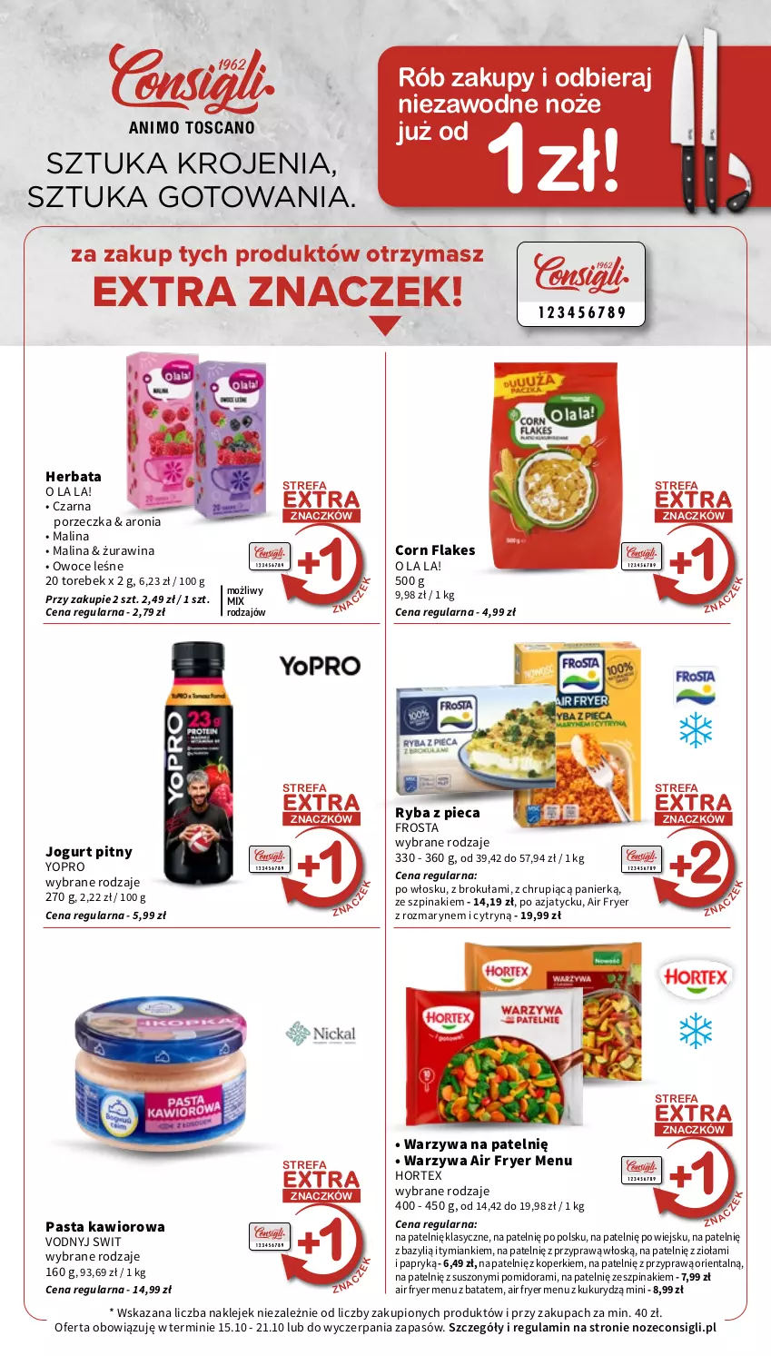 Gazetka promocyjna Intermarche - Gazetka promocyjna - ważna 15.10 do 21.10.2026 - strona 8 - produkty: Aronia, Bazyl, Corn flakes, Fa, Frosta, Herbata, Hortex, Jogurt, Jogurt pitny, Kawior, Klej, Noż, Owoce, Piec, Por, Ryba, Szpinak, Warzywa
