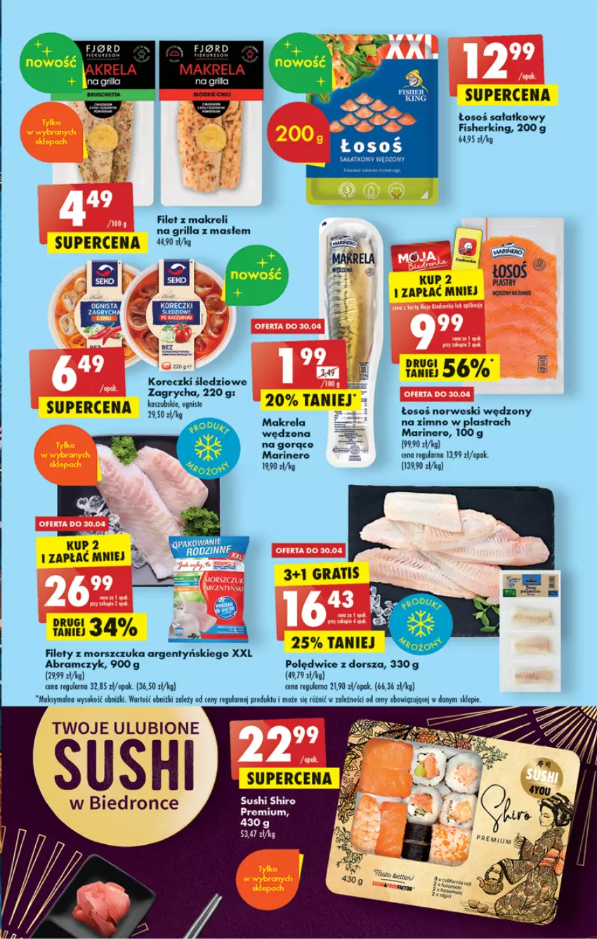 Gazetka promocyjna Biedronka - ważna 27.04 do 03.05.2023 - strona 43 - produkty: Dorsz, Filet z makreli, Grill, Sałat, Sok, Sushi