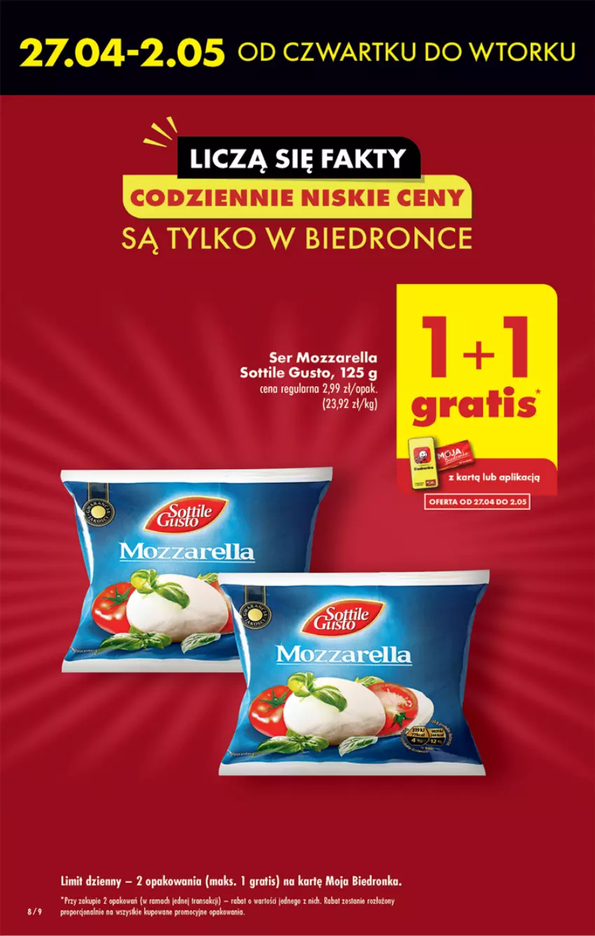 Gazetka promocyjna Biedronka - ważna 27.04 do 03.05.2023 - strona 8 - produkty: Gra, Mozzarella, Por, Rama, Ser, Tran