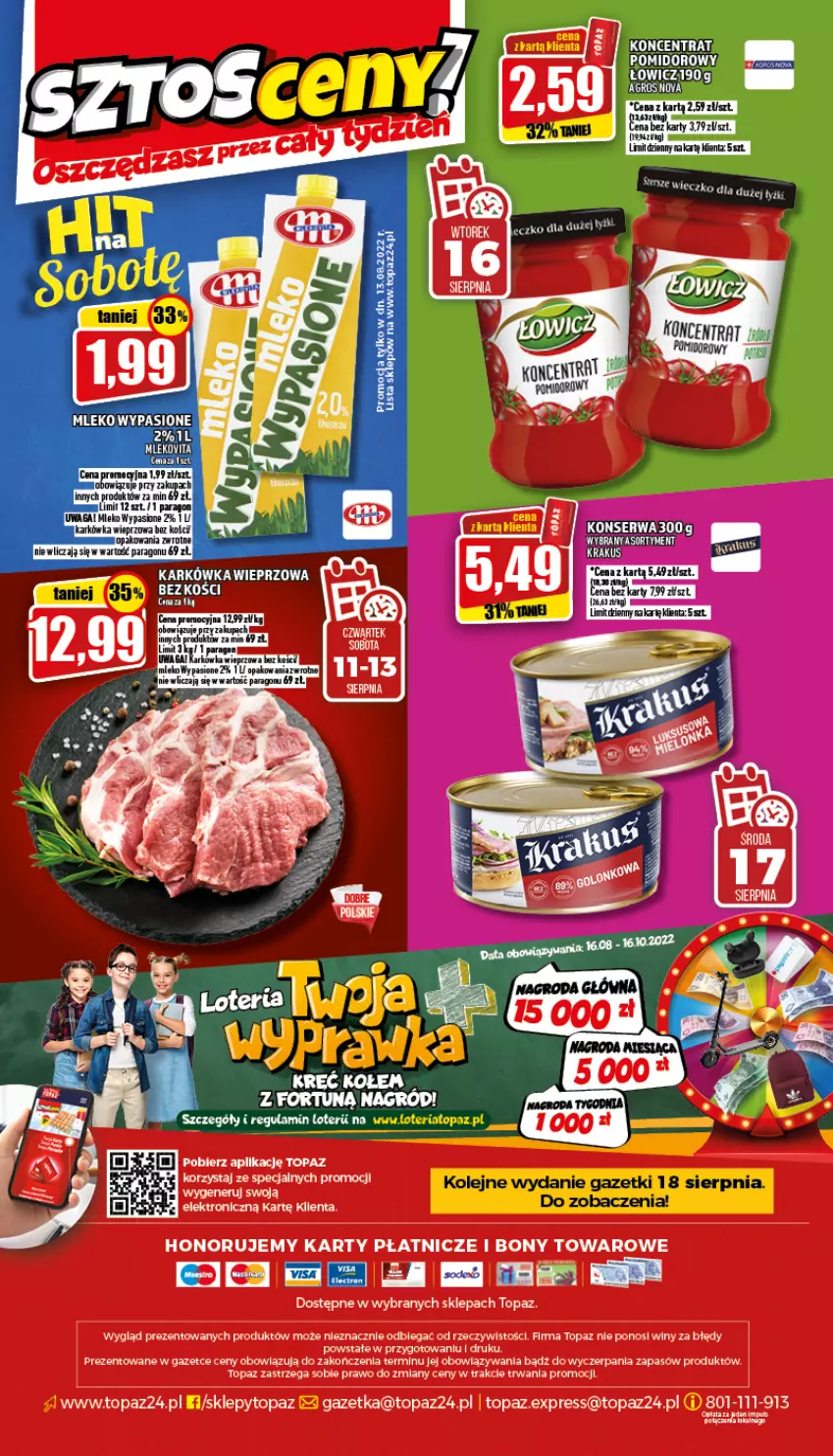 Gazetka promocyjna Topaz - Gazetka - ważna 11.08 do 17.08.2022 - strona 20 - produkty: Koncentrat pomidorowy, Mleko, Mlekovita, Olej, Top, Vita C