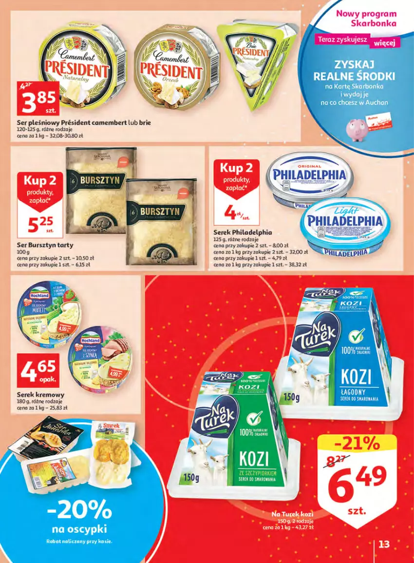 Gazetka promocyjna Auchan - Megapromocje są w cenie Hipermarkety - ważna 12.05 do 18.05.2022 - strona 13 - produkty: Brie, Bursztyn, Camembert, Philadelphia, Ser, Ser pleśniowy, Serek