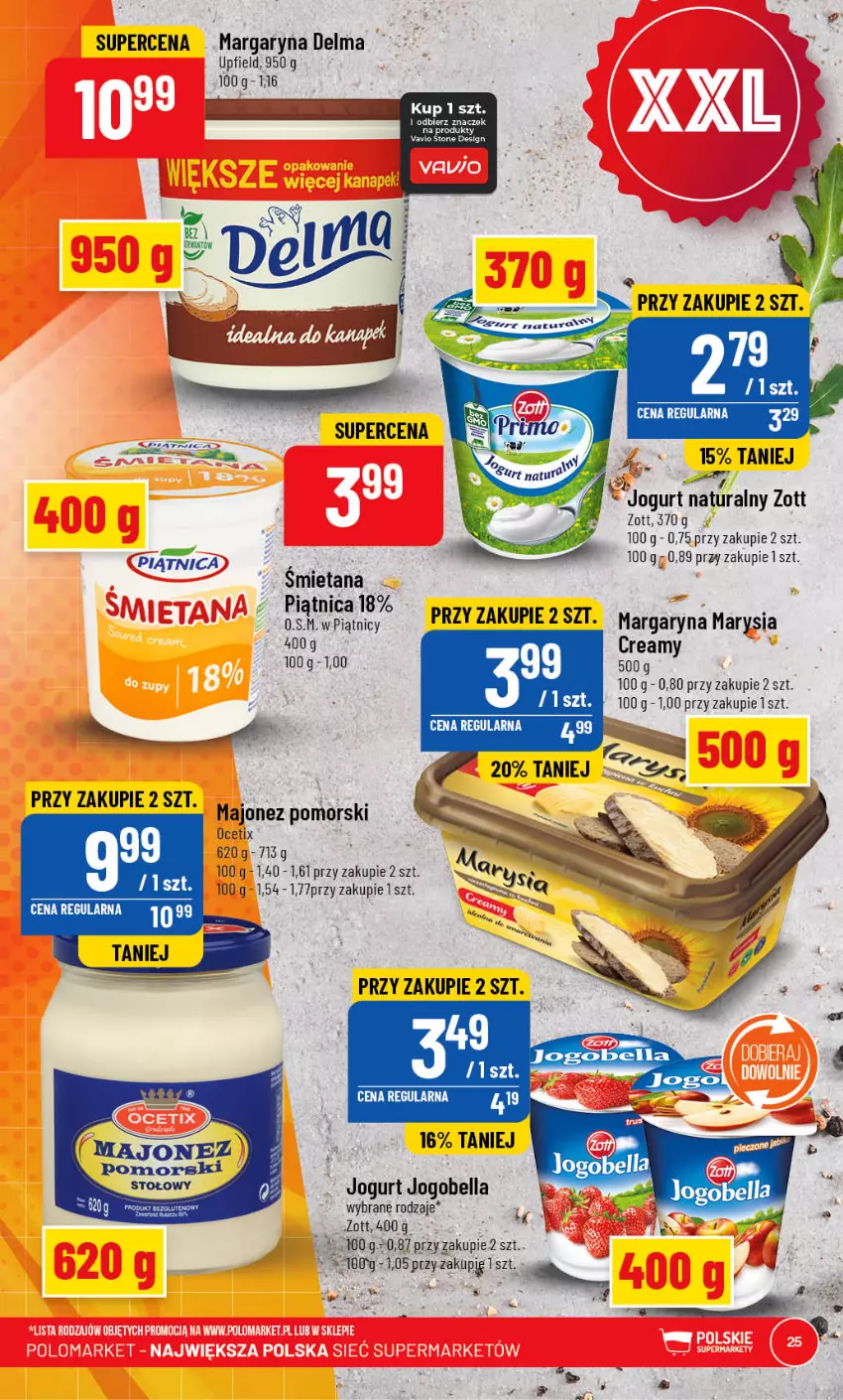 Gazetka promocyjna PoloMarket - Gazetka pomocyjna - ważna 15.03 do 21.03.2023 - strona 25 - produkty: Bell, Bella, Delma, Jogobella, Jogurt, Jogurt naturalny, Majonez, Margaryna, Piątnica, Zott