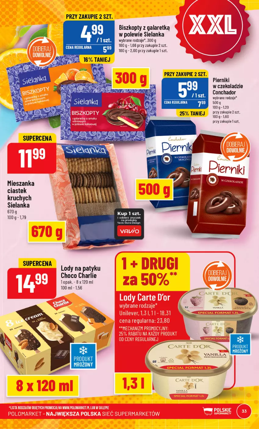 Gazetka promocyjna PoloMarket - Gazetka pomocyjna - ważna 15.03 do 21.03.2023 - strona 33 - produkty: Biszkopty, Gala, Lody, Piernik, Pierniki w czekoladzie, Stek