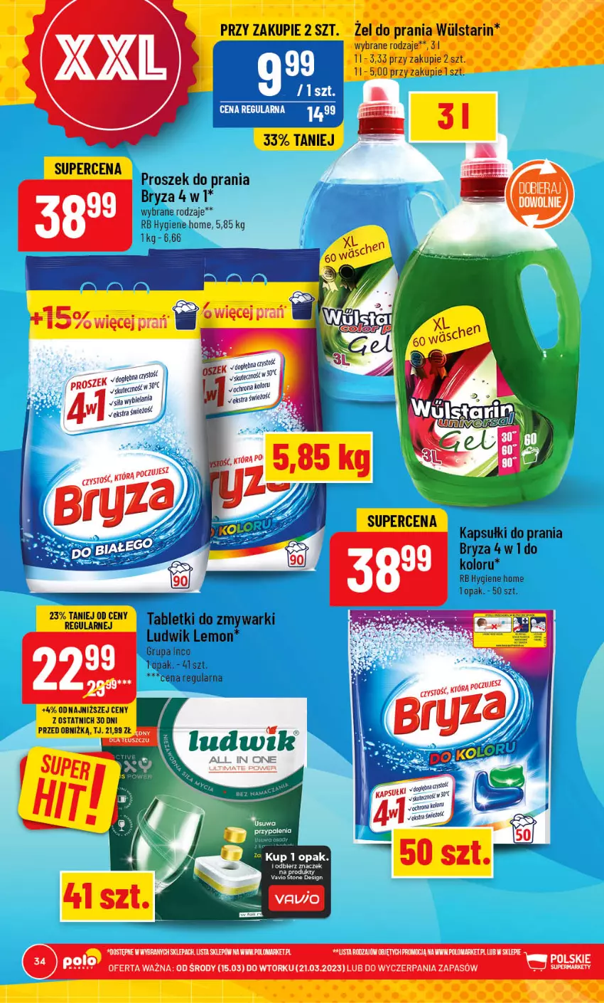 Gazetka promocyjna PoloMarket - Gazetka pomocyjna - ważna 15.03 do 21.03.2023 - strona 34 - produkty: Bryza, Kapsułki do prania, Ludwik, Proszek do prania, Tablet, Zmywarki