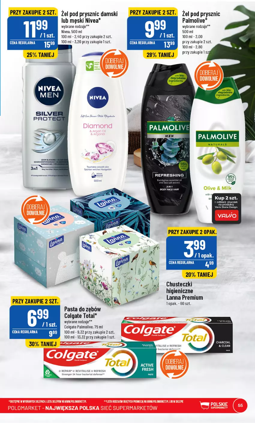 Gazetka promocyjna PoloMarket - Gazetka pomocyjna - ważna 15.03 do 21.03.2023 - strona 55 - produkty: Chusteczki, Colgate, Colgate Total, Fa, LG, Nivea, Palmolive, Pasta do zębów