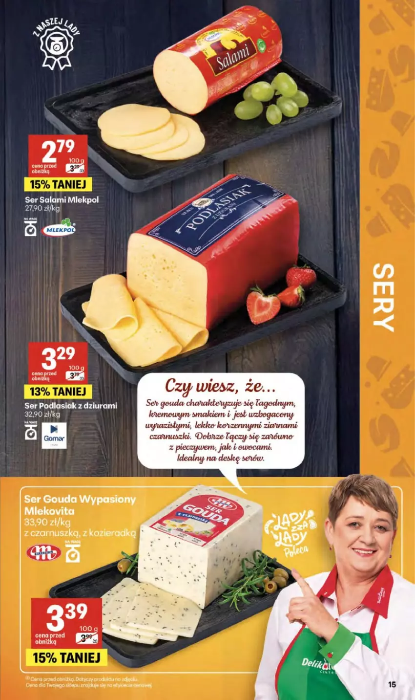 Gazetka promocyjna Delikatesy Centrum - Franczyza DC15 Czwartek - ważna 09.04 do 15.04.2026 - strona 15 - produkty: Fa, Gouda, Salami, Ser, Ser salami