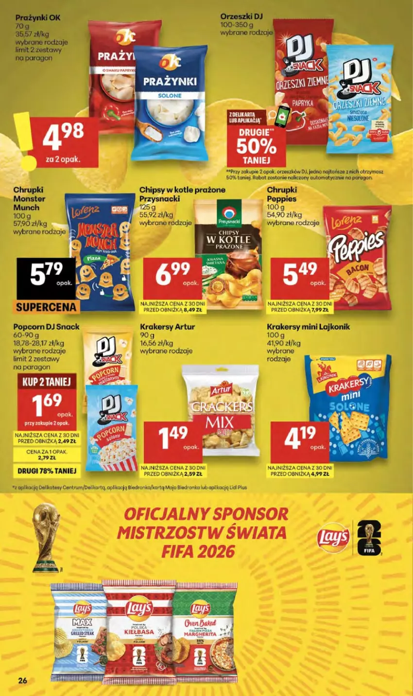 Gazetka promocyjna Delikatesy Centrum - Franczyza DC15 Czwartek - ważna 09.04 do 15.04.2026 - strona 26 - produkty: Artur, Krakersy, Lajkonik, Popcorn