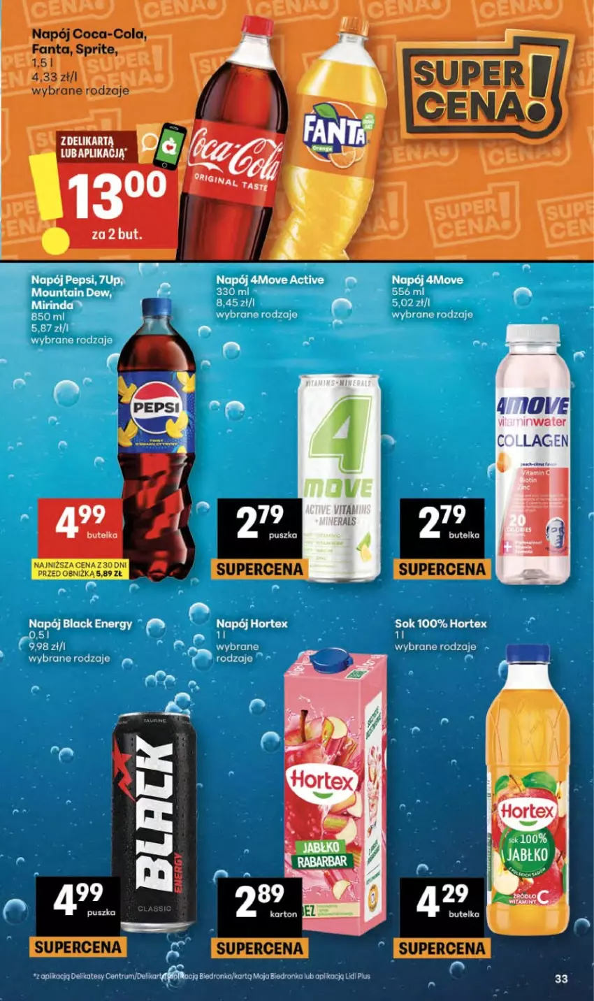 Gazetka promocyjna Delikatesy Centrum - Franczyza DC15 Czwartek - ważna 09.04 do 15.04.2026 - strona 33 - produkty: Coca-Cola, Fa, Fanta, Napój, Sprite