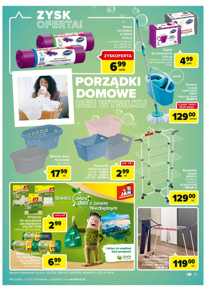 Gazetka promocyjna Carrefour - Gazetka Szalona 5 Carrefour Suwałki - ważna 16.08 do 28.08.2022 - strona 17 - produkty: Jan Niezbędny, Mop, Worki na śmiec, Worki na śmieci