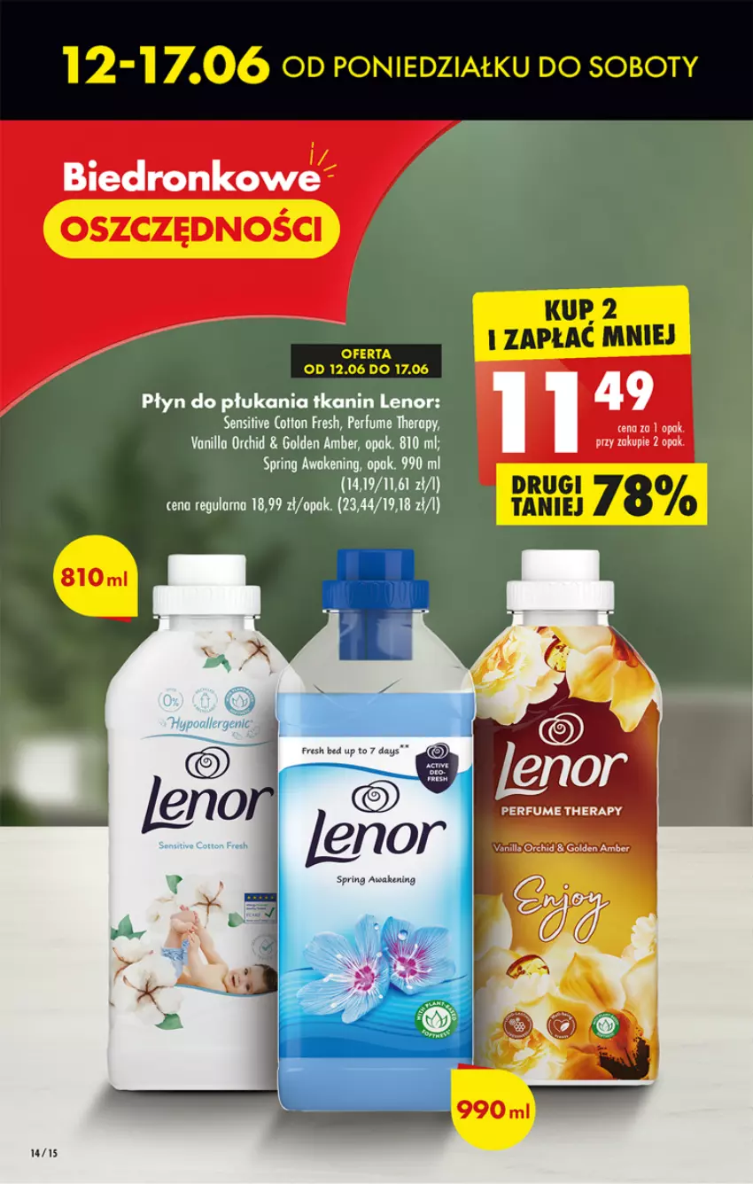 Gazetka promocyjna Biedronka - ważna 12.06 do 17.06.2023 - strona 14 - produkty: Lenor, Perfum, Płyn do płukania