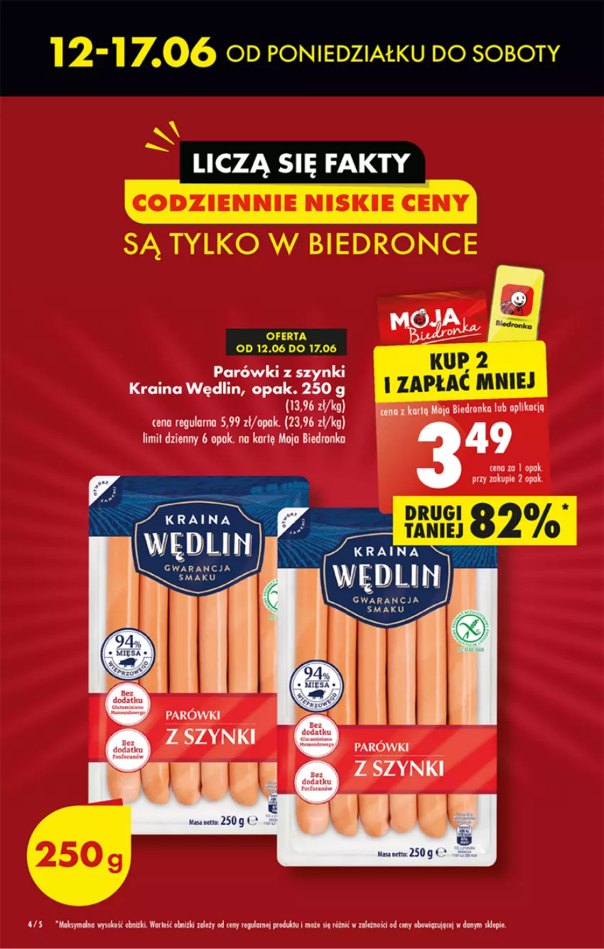 Gazetka promocyjna Biedronka - ważna 12.06 do 17.06.2023 - strona 4 - produkty: Parówki, Sok