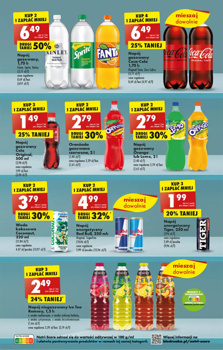 Gazetka promocyjna Biedronka - ważna 12.06 do 17.06.2023 - strona 43 - produkty: Fa, Fanta, Gin, Kokos, Napój, Napój niegazowany, Oranżada, Por, Pur, Rama, Red Bull, Sprite, Tiger, Woda